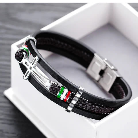Cross Leather Bracelet