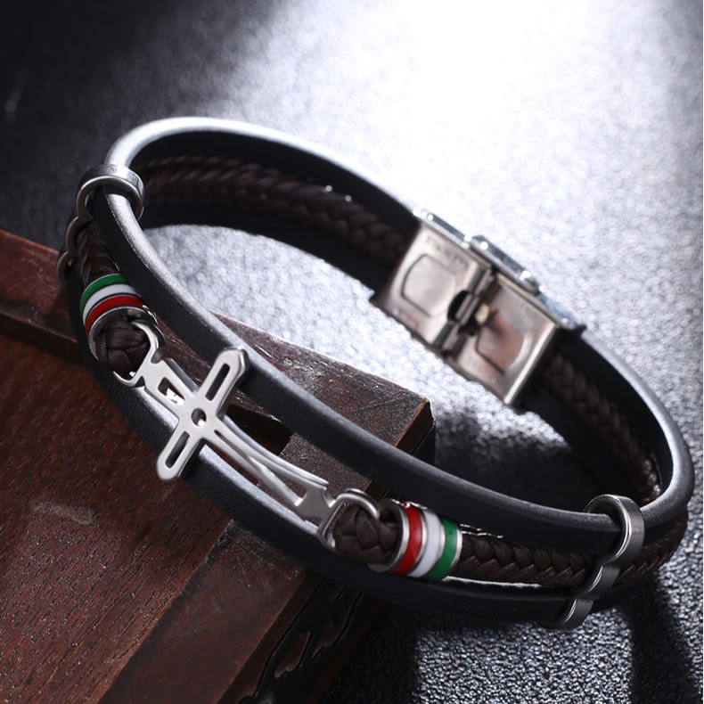 Cross Leather Bracelet
