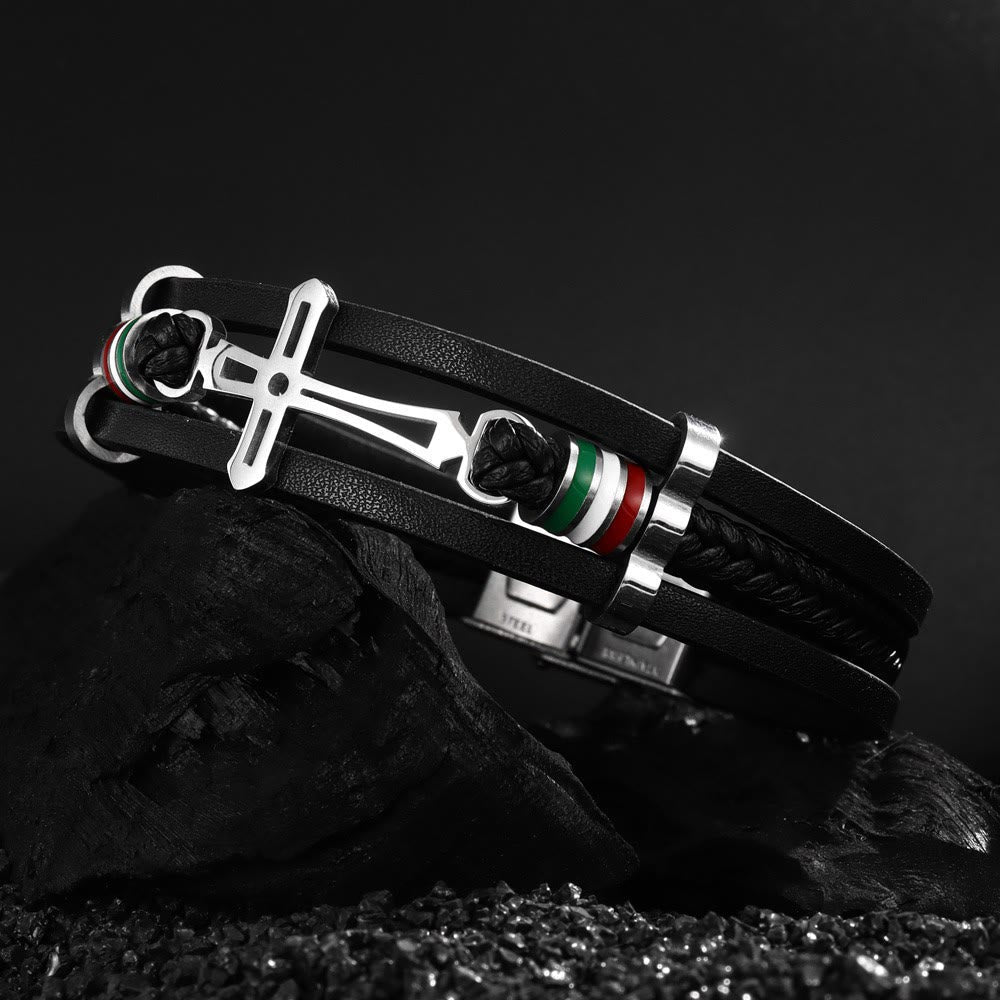 Cross Leather Bracelet