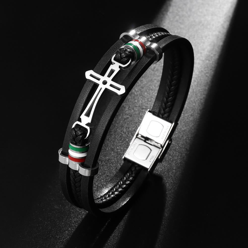 Cross Leather Bracelet