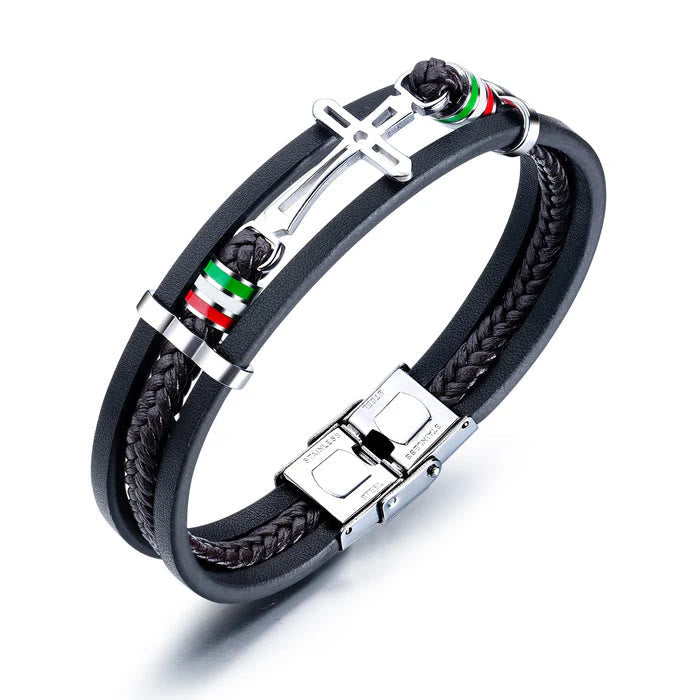 Cross Leather Bracelet