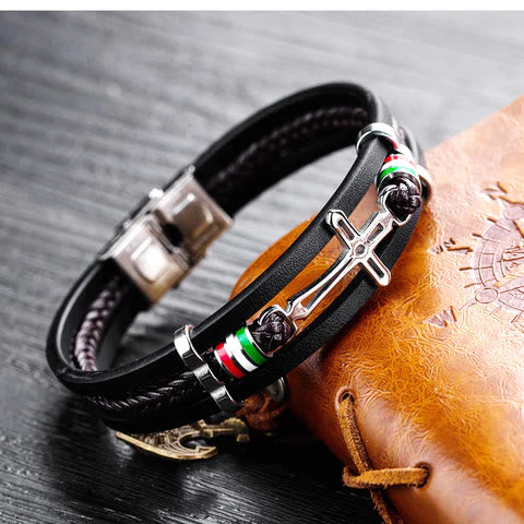 Cross Leather Bracelet