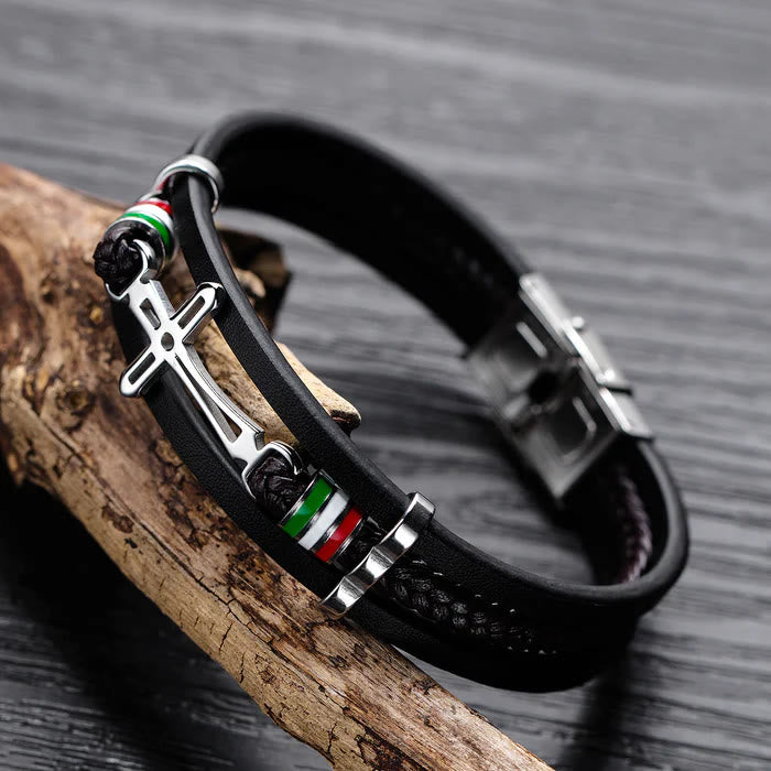Cross Leather Bracelet