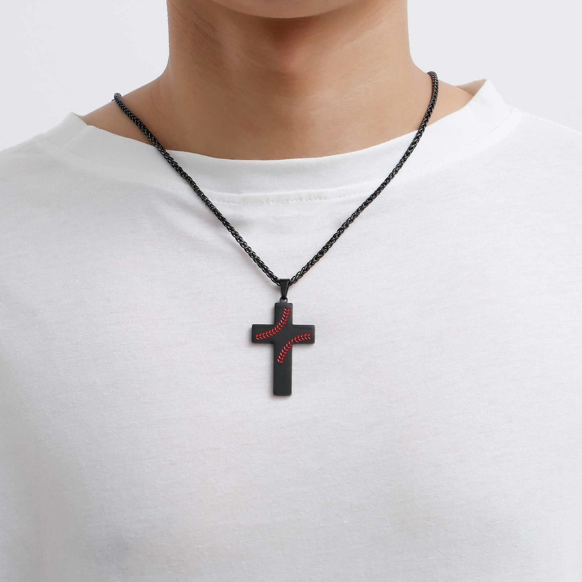 Baseball Stitch Cross Necklace