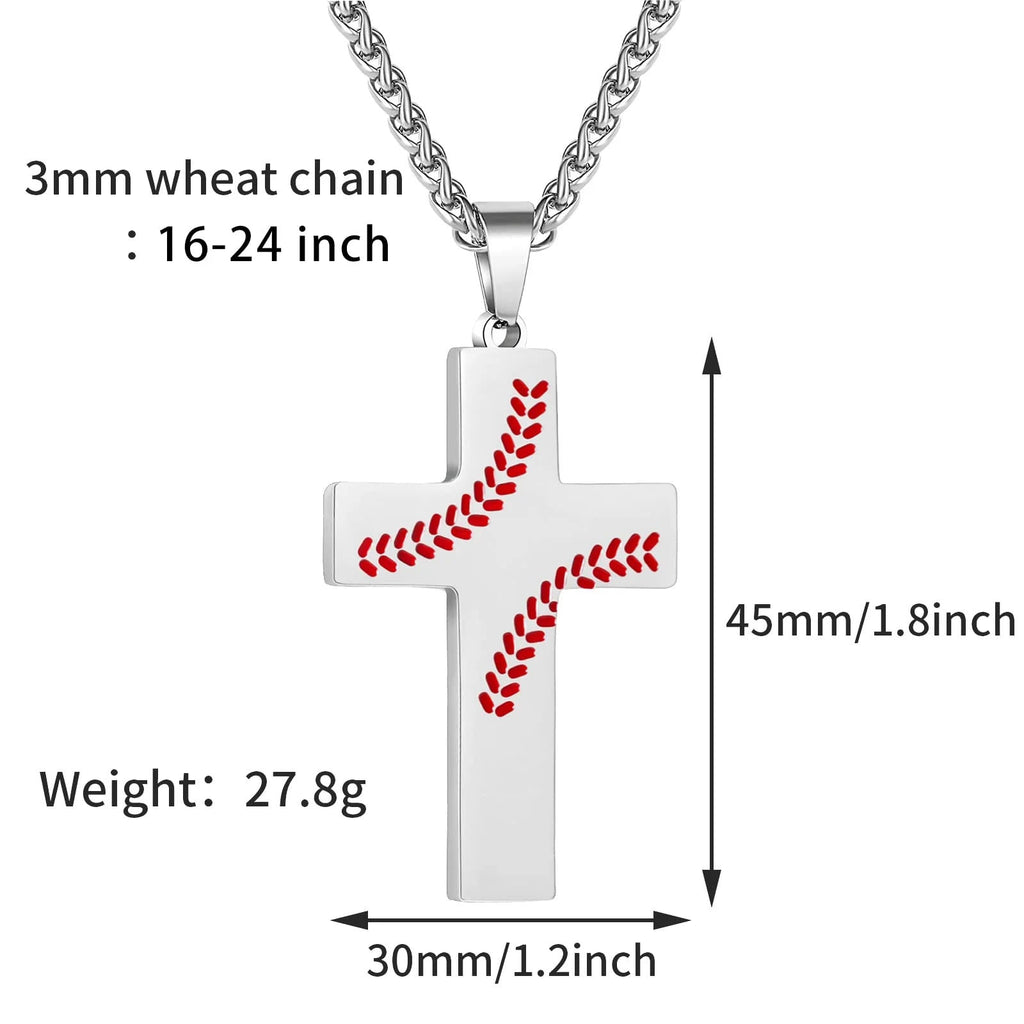 Baseball Stitch Cross Necklace