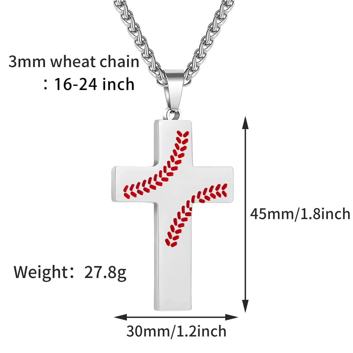 Baseball Stitch Cross Necklace