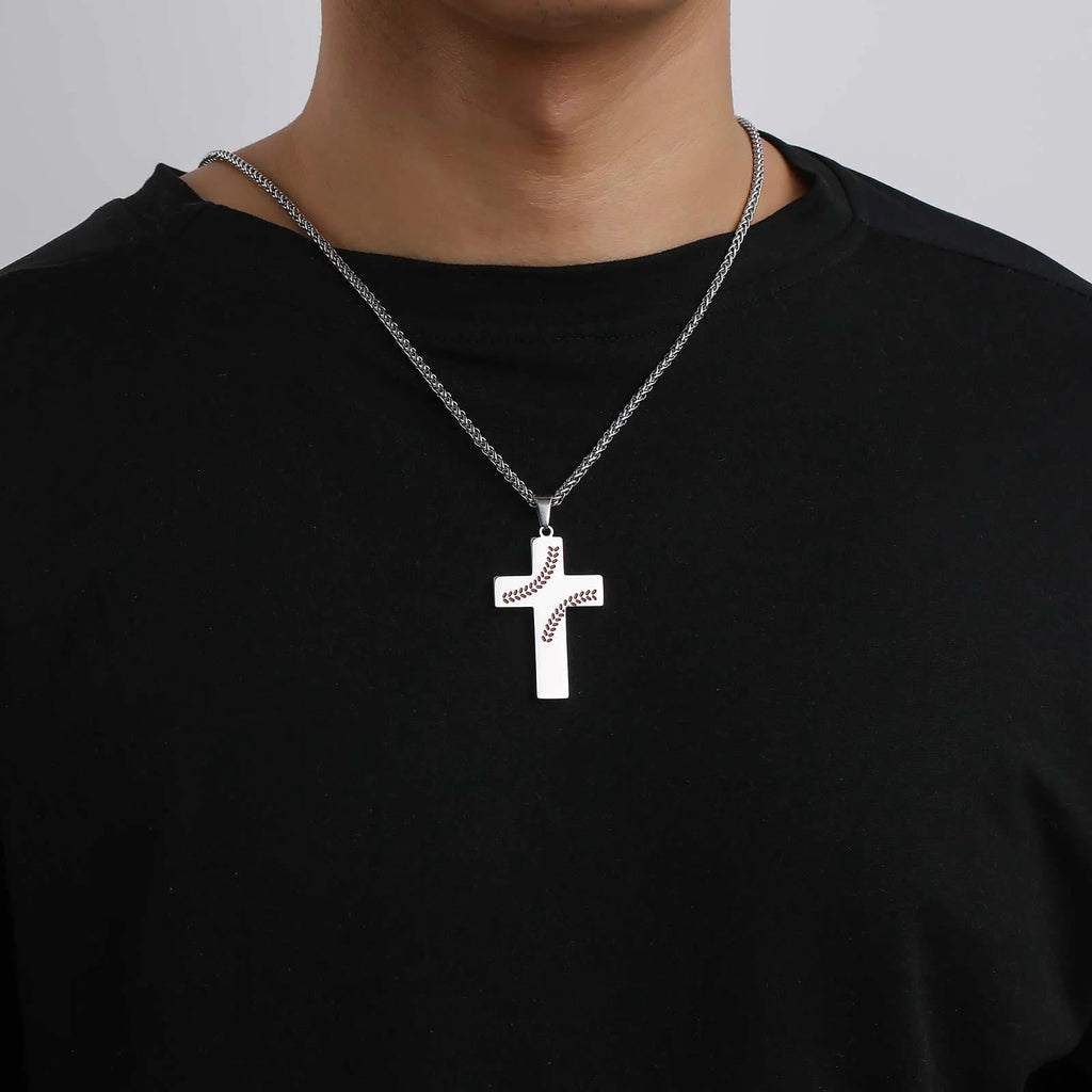 Baseball Stitch Cross Necklace