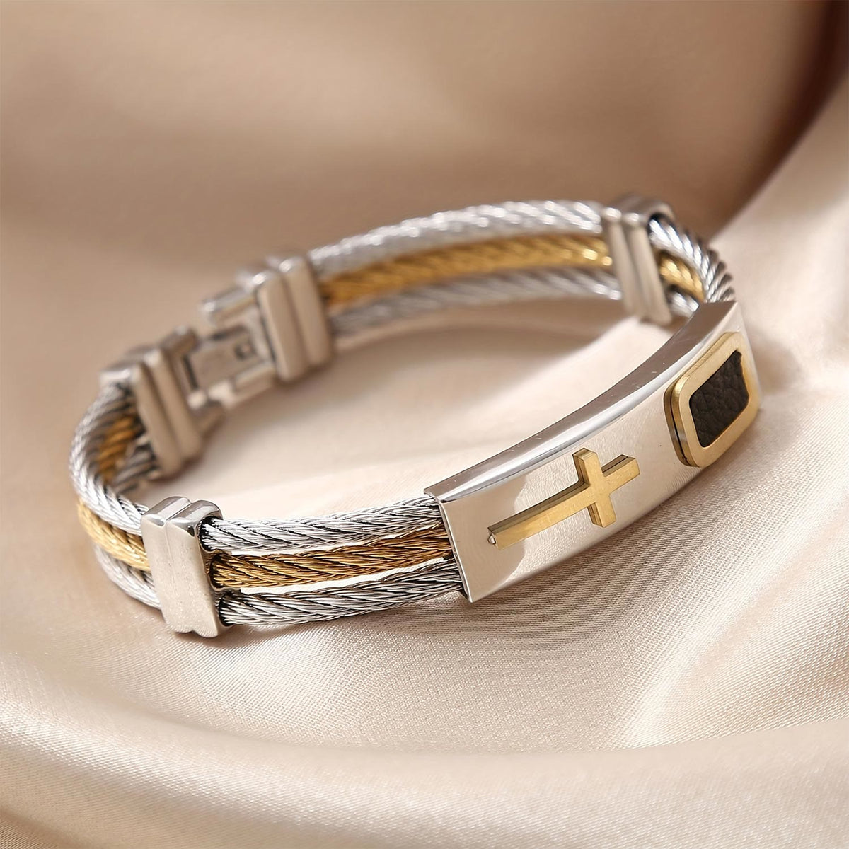 Multicolor Cross Cable Bracelet