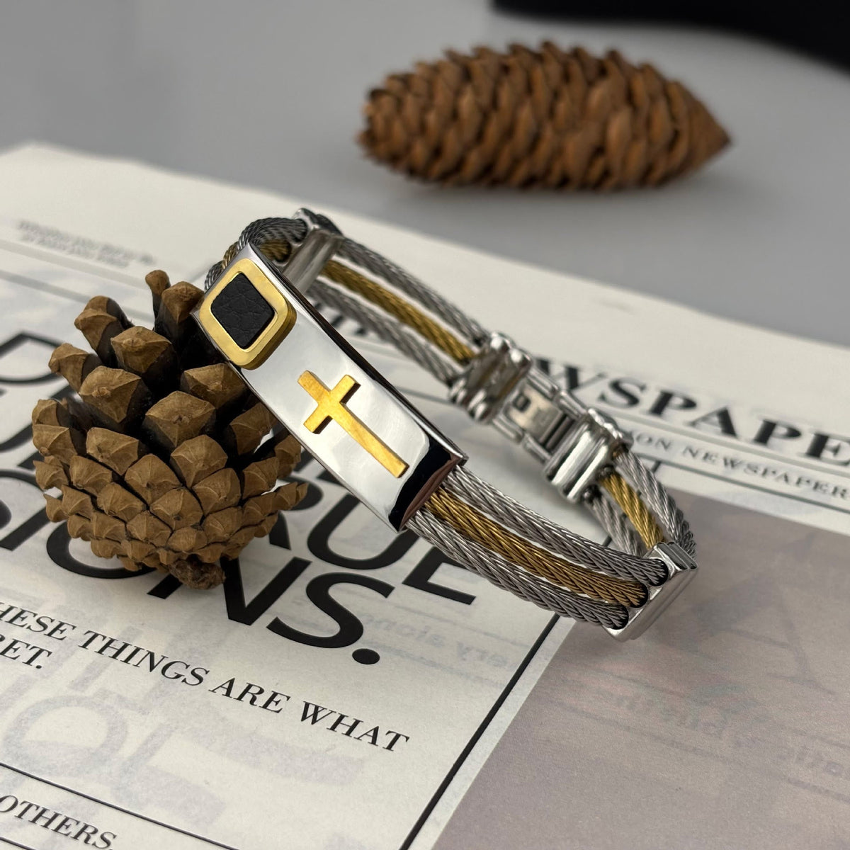 Multicolor Cross Cable Bracelet