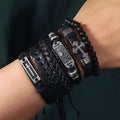 Faith-Driven Leather Bracelet Set of 6