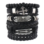 Faith-Driven Leather Bracelet Set of 6