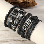 Faith-Driven Leather Bracelet Set of 6