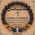 Cross Bracelet with Tiger's Eye, Black Onyx & CZ-Accented Stainless