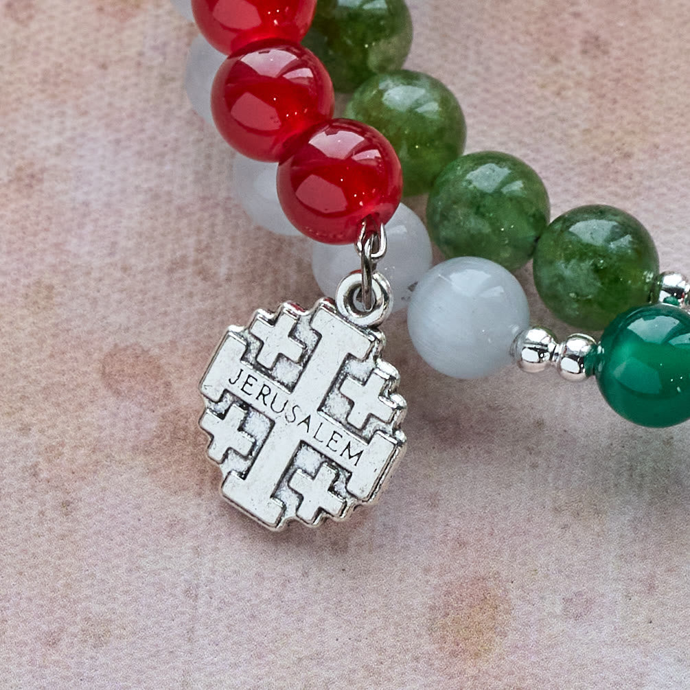 Christmas Jade Agate Rosary Bracelet