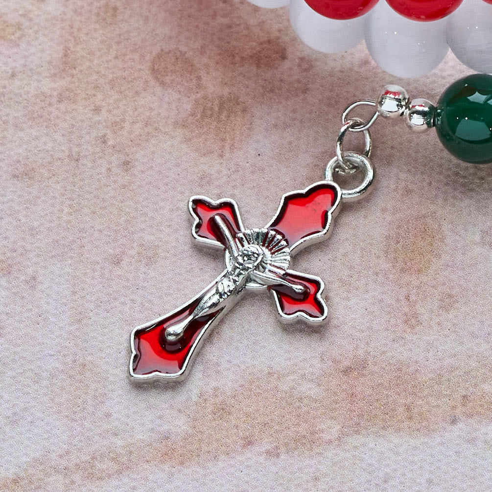 Christmas Jade Agate Rosary Bracelet
