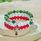 Christmas Jade Agate Rosary Bracelet