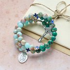 Shoushan Stone & Green Vein Stone Rosary Bracelet