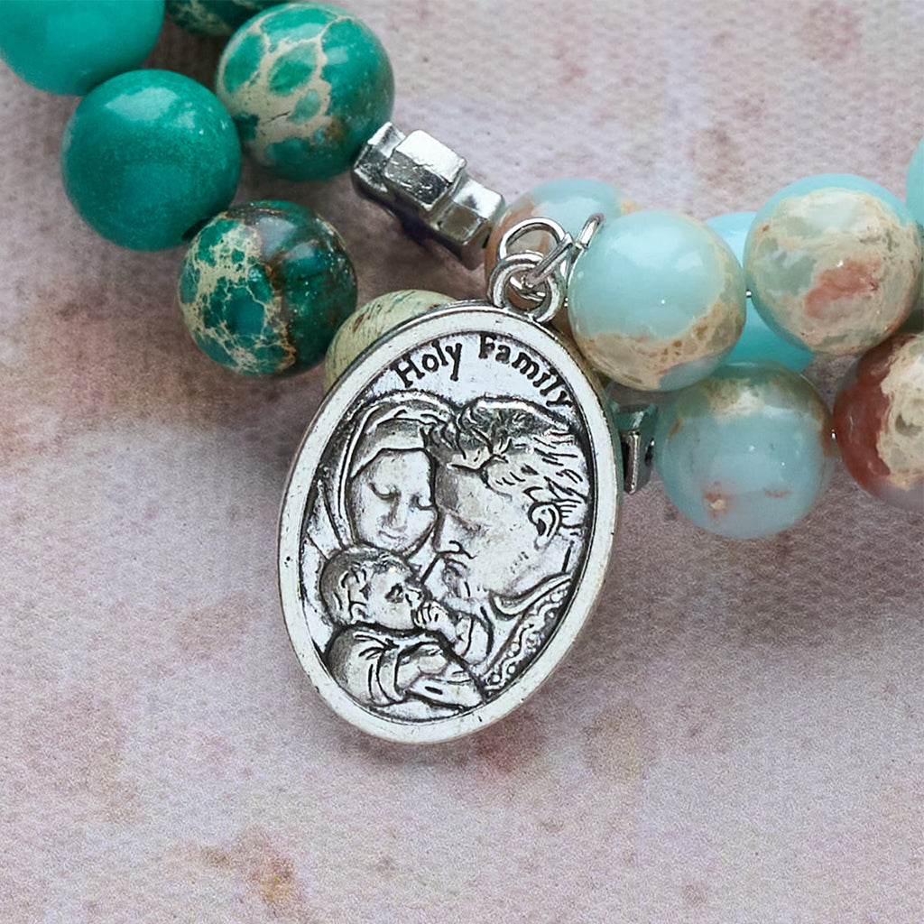 Shoushan Stone & Green Vein Stone Rosary Bracelet