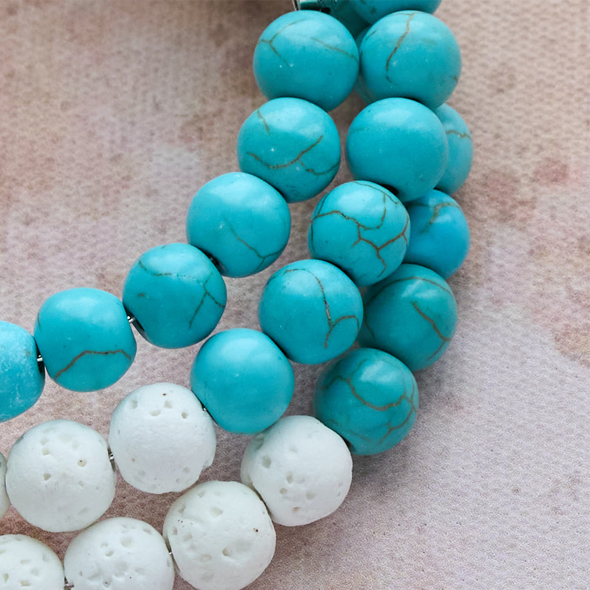 Gypsum & Turquoise Rosary Bracelet