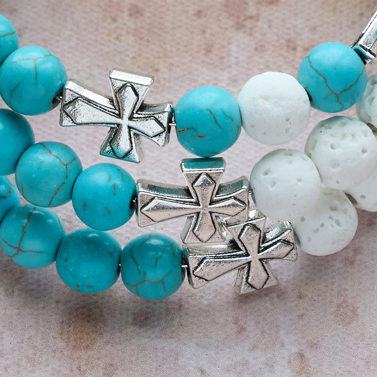Gypsum & Turquoise Rosary Bracelet