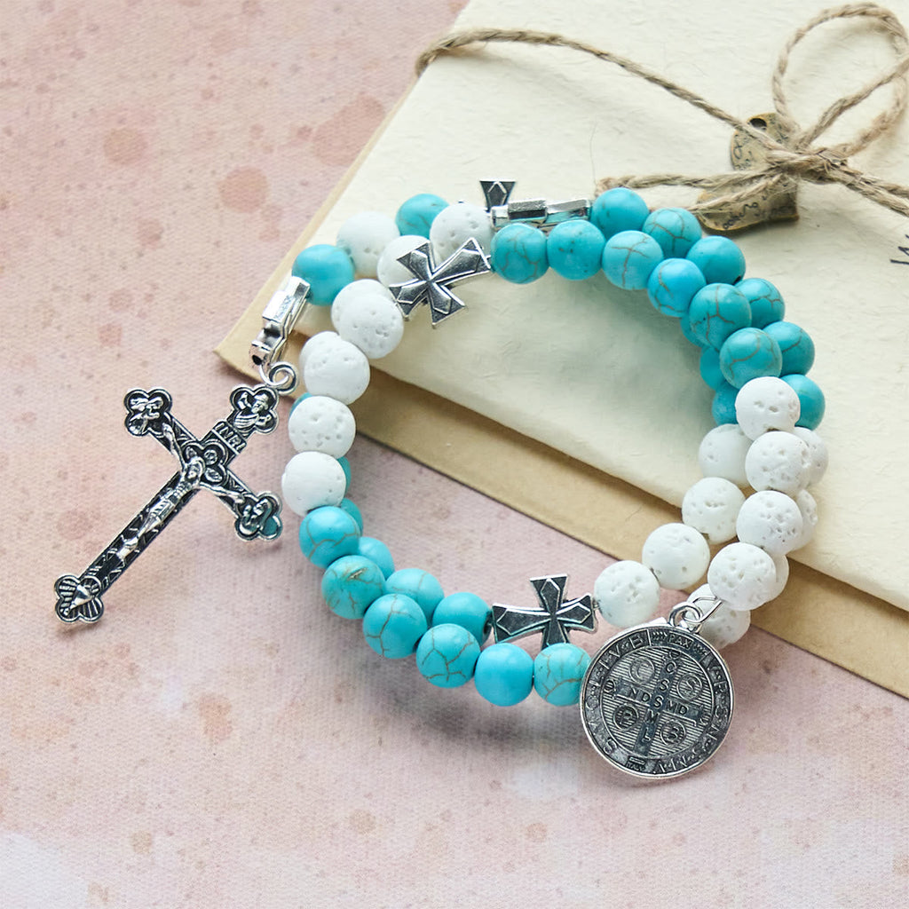 Gypsum & Turquoise Rosary Bracelet