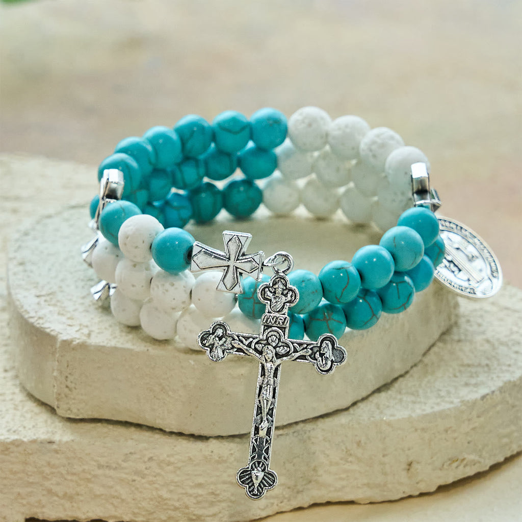 Gypsum & Turquoise Rosary Bracelet