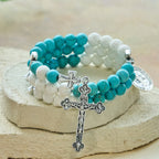 Gypsum & Turquoise Rosary Bracelet