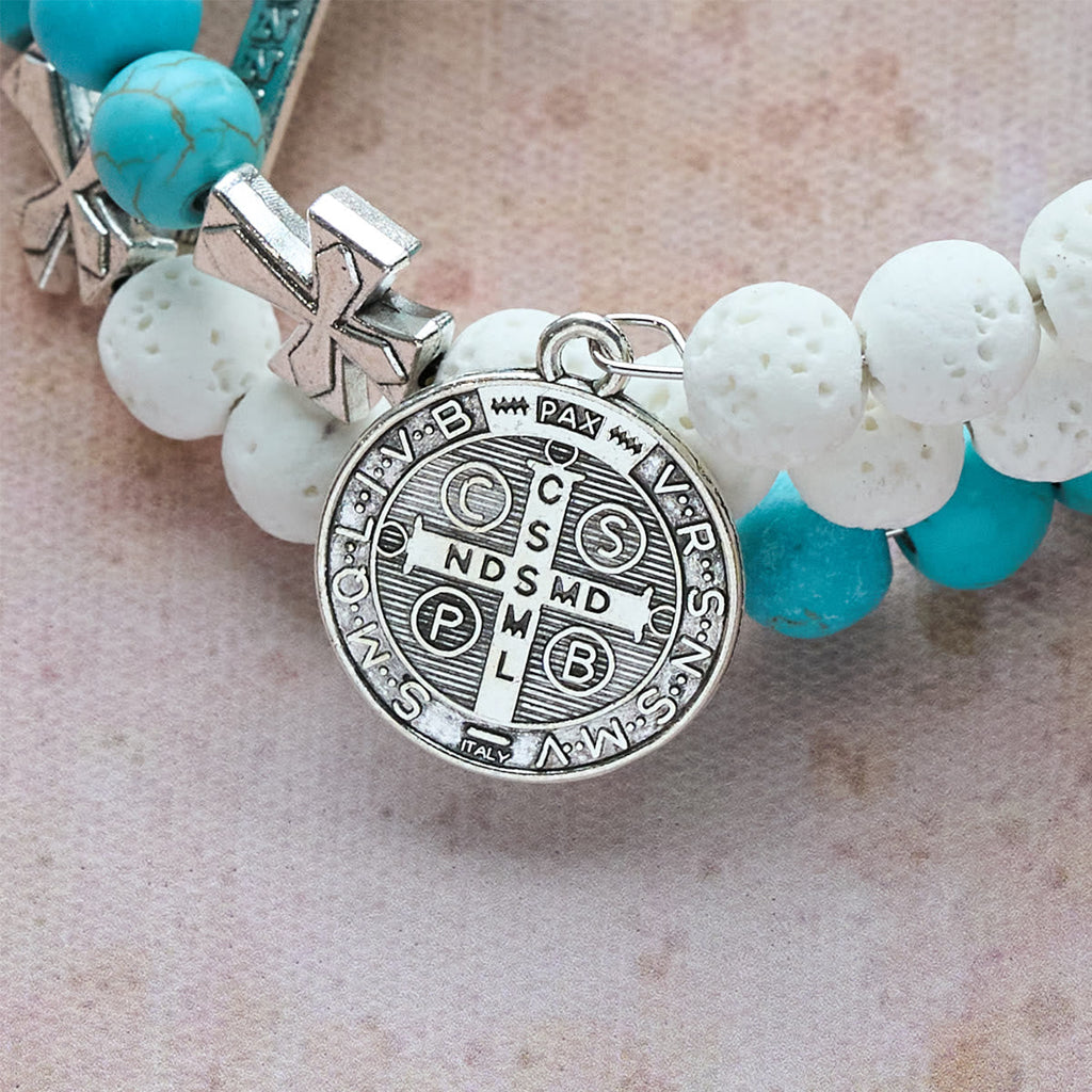 Gypsum & Turquoise Rosary Bracelet