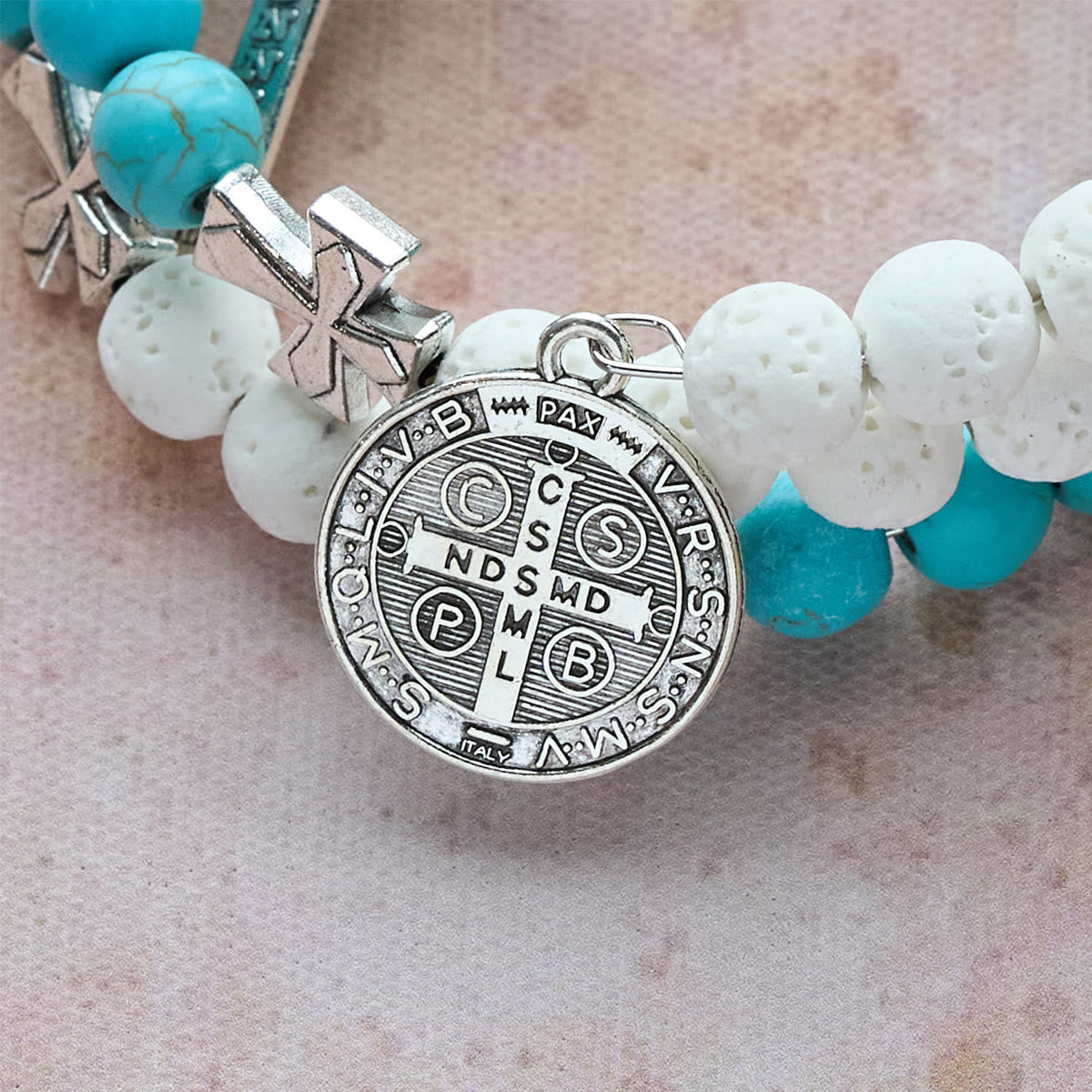 Gypsum & Turquoise Rosary Bracelet