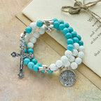 Gypsum & Turquoise Rosary Bracelet