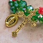 Green Crystal & Rose Rosary Bracelet