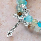 Gypsum & Blue Vein Agate Rosary Bracelet