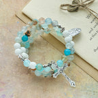 Gypsum & Blue Vein Agate Rosary Bracelet