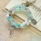 Gypsum & Blue Vein Agate Rosary Bracelet