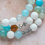 Gypsum & Blue Vein Agate Rosary Bracelet
