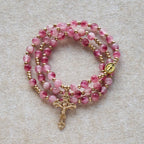 Rose Red Agate Bead Rosary Bracelet