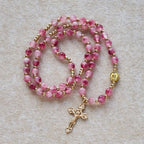 Rose Red Agate Bead Rosary Bracelet