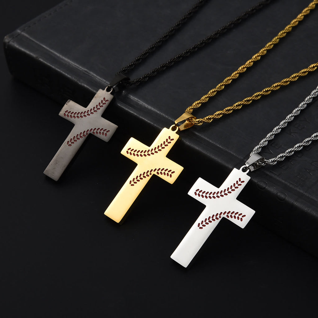 Baseball Stitch Cross Necklace