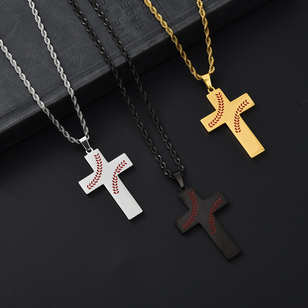 Baseball Stitch Cross Necklace