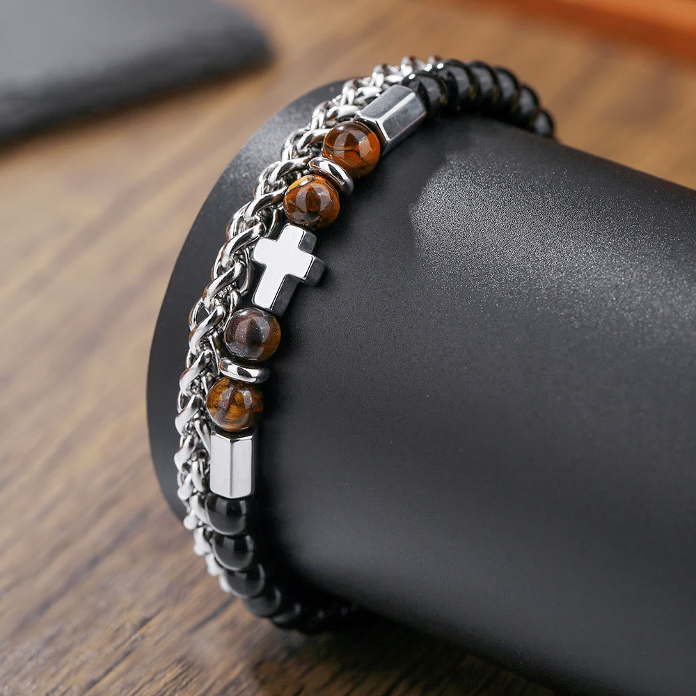 Tiger Eye & Black Onyx Bracelet