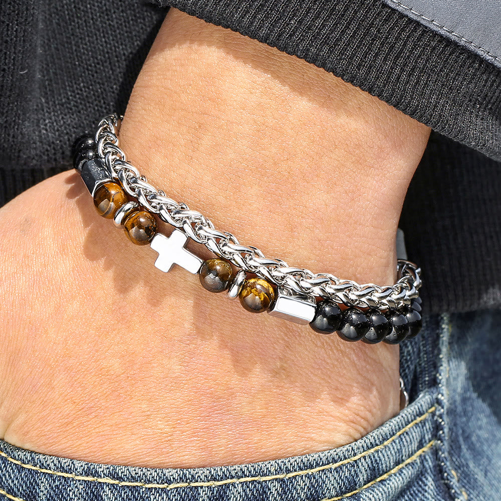 Tiger Eye & Black Onyx Bracelet