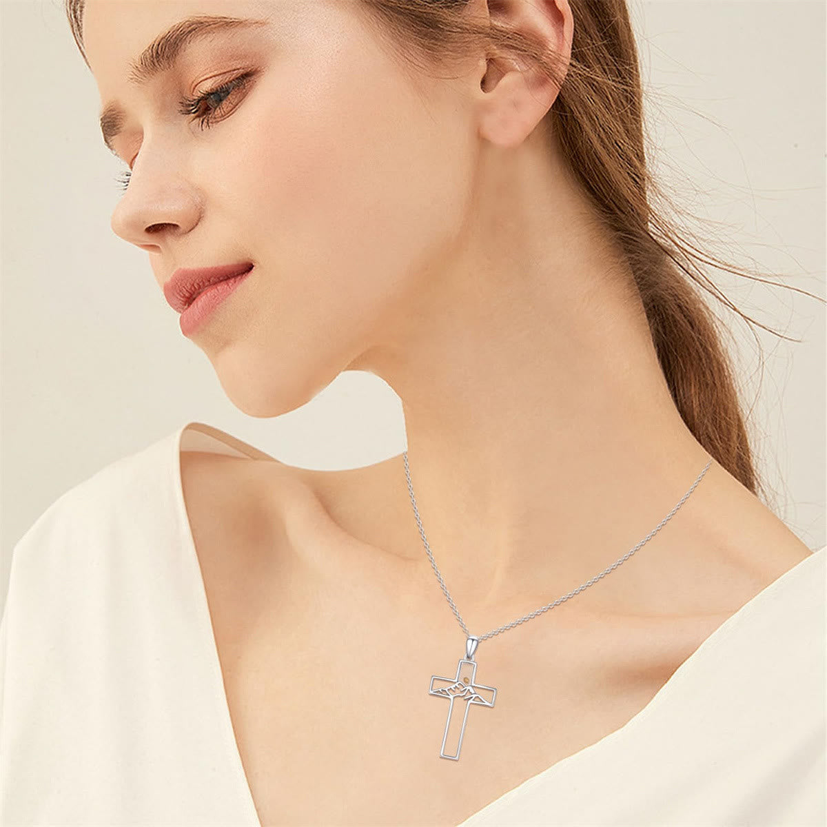 Mustard Seed Mountain Cross Necklace