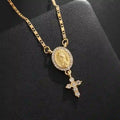 Our Lady & Cross Pendant Necklace