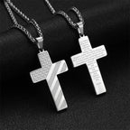 Tri-Color Cross Necklace with American Flag & Scripture