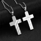 Tri-Color Cross Necklace with American Flag & Scripture