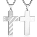 Tri-Color Cross Necklace with American Flag & Scripture