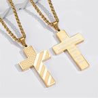 Tri-Color Cross Necklace with American Flag & Scripture