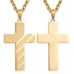 Tri-Color Cross Necklace with American Flag & Scripture
