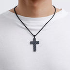 Tri-Color Cross Necklace with American Flag & Scripture