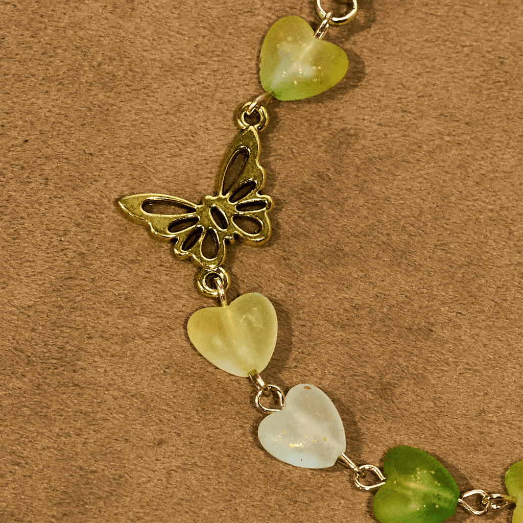 Green Heart & Butterfly Rosary, Bracelet